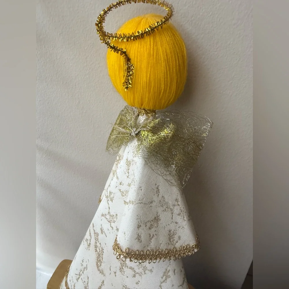 Vintage 1960s Gold and White‎ Angel Figurine Christmas Tree topper